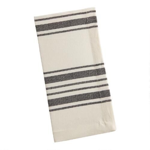 Black Villa Stripe Napkins Set of 4 | World Market