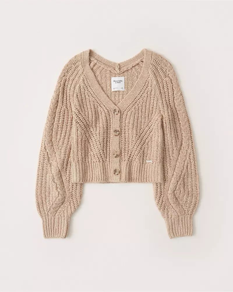 Puff Sleeve Cropped Cardigan | Abercrombie & Fitch (US)