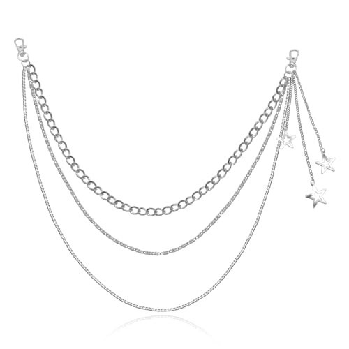 BGTY Multilayer Star Jean Chain for Women Belt Chains for Pants Key Chain Punk Pocket Chains Men Wallet Chains Hip Hop Jewelry Accessory Wrist Chain | Amazon (US)