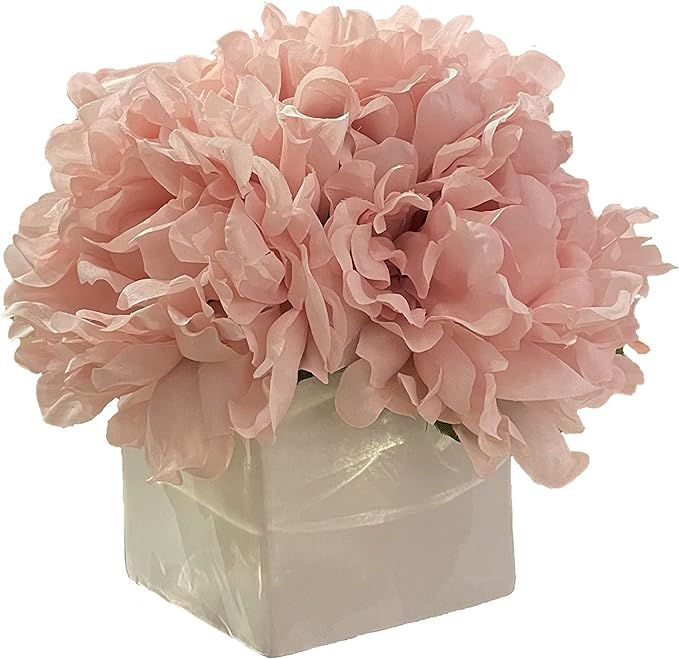 Artificial Flowers with Vase, Fake Peony Flowers in Vase,Faux Flower Arrangements for Home Decor | Amazon (US)