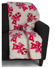 Koda Candy Canes With Bows Throw | TJ Maxx