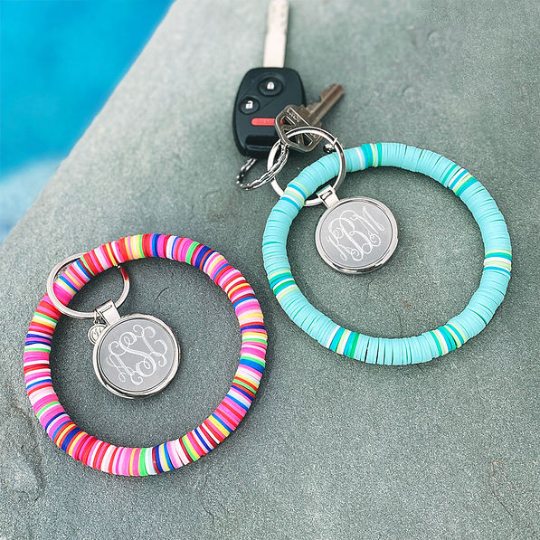 Monogrammed Beaded Key Ring | Marleylilly