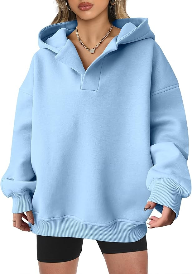 ANRABESS Womens Oversized Hoodies V Neck Sweatshirts Fleece Long Sleeve Pullover Y2K Clothes 2025... | Amazon (US)