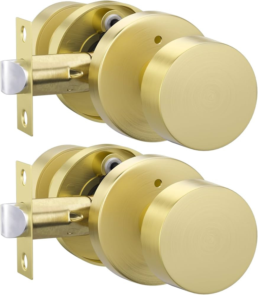 Haidms Gold Interior Door Knob, Brushed Brass Privacy Door Knob, Brushed Gold Door Knobs Interior... | Amazon (US)