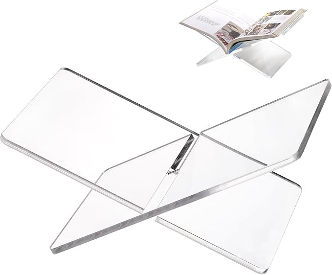 Peohud Acrylic Book Holder, Clear Book Display Stand, Large Open Reading Stand for Cookbook, Maga... | Amazon (US)