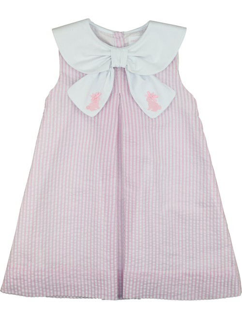 Pink Seersucker Bunny Dress | Cecil and Lou