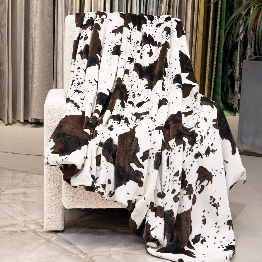 Cute Fleece Blanket Lightweight Soft Cozy Black and White Cow Print Gifts Decor Stuff 50x60inch P... | Amazon (US)