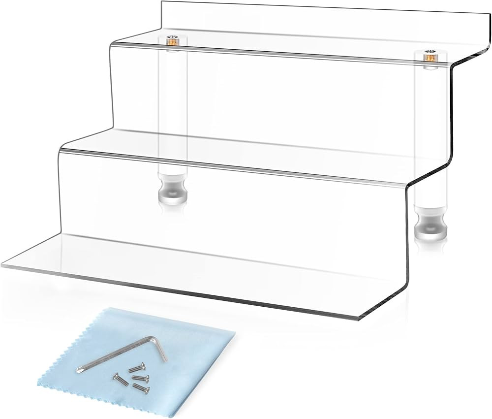 Mocoosy Acrylic Riser Display Shelf, 3 Tier Display Riser Stand for Amiibo Funko POP Figures, Tie... | Amazon (US)