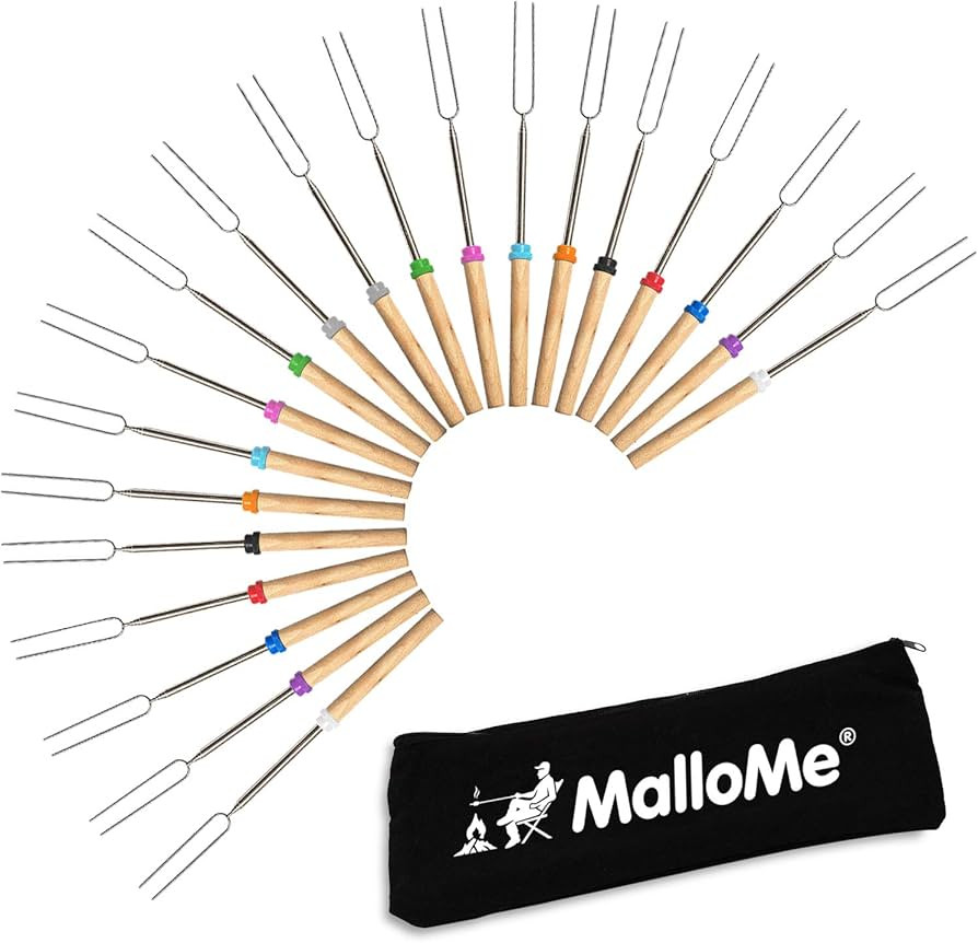 MalloMe Marshmallow Roasting Sticks - Smores Skewers for Fire Pit Kit - Hot Dog Camping Accessori... | Amazon (US)