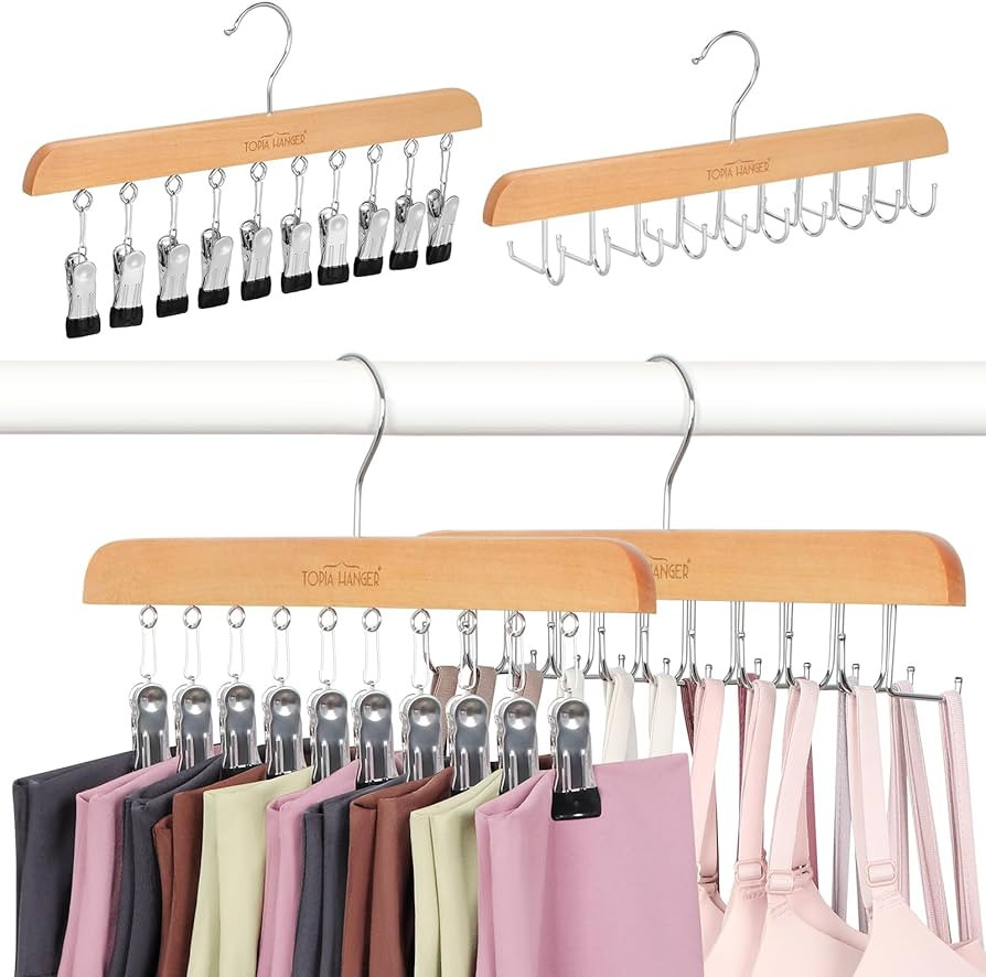 TOPIA HANGER 2 Pack Bra Hanger with 2 Pack Leggings Organizer, 2-in-1 Space Saving Hangers Neatly... | Amazon (US)