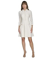 Tommy Hilfiger Women's 3/4 Sleeve Collared Zip Front Mini Shirt Dress | Amazon (US)