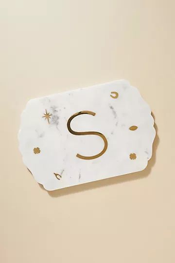 Lucky Marble Monogram Serving Board | Anthropologie (US)
