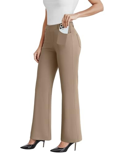 Dress Work Pants Women Business Casual Slack Trousers Stretchy Pull On Office Flare Pants with Po... | Amazon (US)