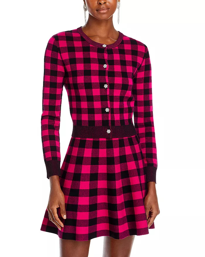 Cropped Checked Cardigan Sweater - 100% Exclusive | Bloomingdale's (US)