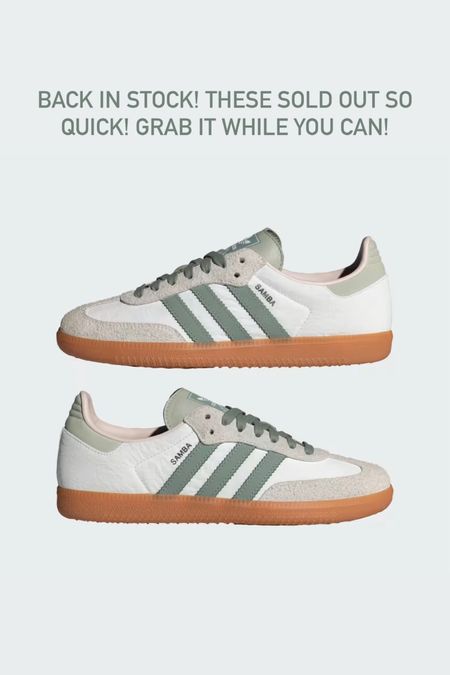 Restock alert! These sold out so quick! Grab it while you can. Runs half size too big. 

Adidas Samba, white and green sneakers, The Stylizt 



#LTKSeasonal #LTKstyletip #LTKshoecrush