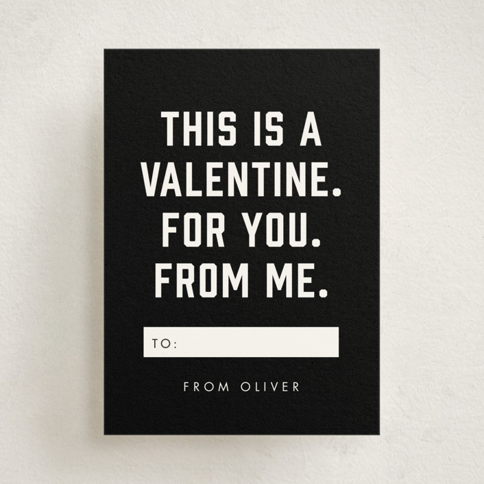 "This is a Valentine" - Customizable Classroom Valentine's Cards in Black by Amy Payne. | Minted