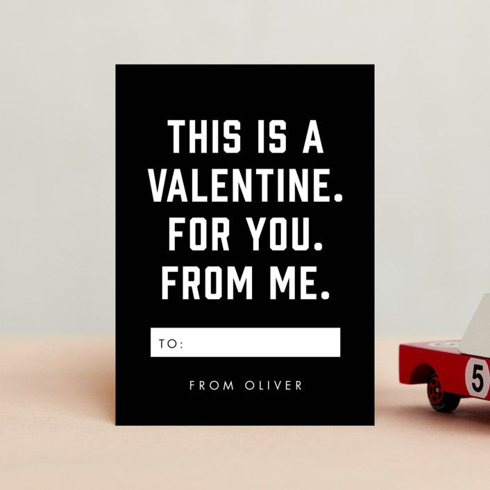 "This is a Valentine" - Customizable Classroom Valentine's Cards in Black by Amy Payne. | Minted