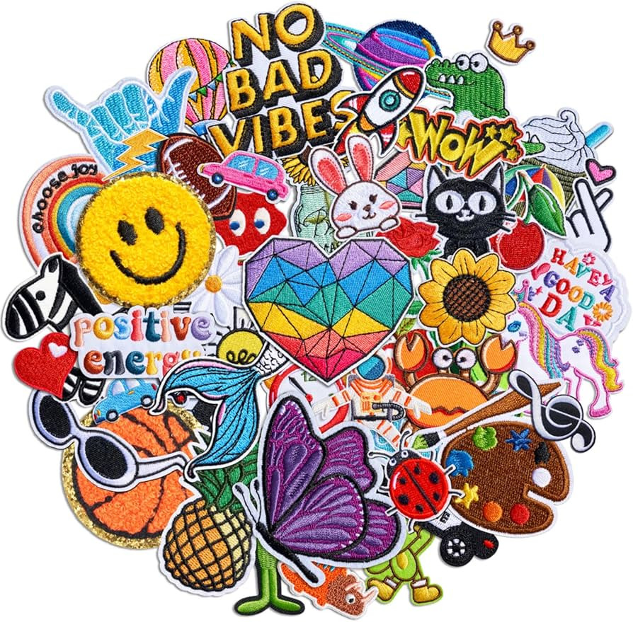 Embroidered Iron on Patches Applique 70pcs Assorted Styles Iron on/Sew on Patch for Clothes Hats ... | Amazon (US)