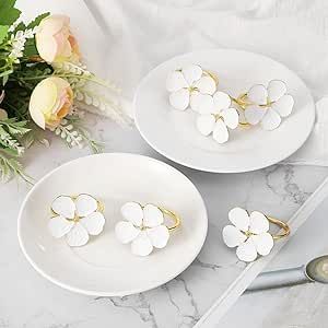 Napkin Rings, Set of 6 Flowers Napkin Ring Holders Dinner Tables Rings Elegant Ornament Table Set... | Amazon (US)
