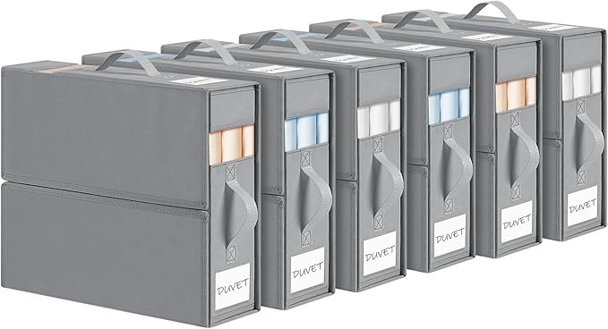 DIMJ Bed Sheet Organizers and Storage 6 Pack - Foldable Sheet Holder for Linen Bedding Storage Bo... | Amazon (US)