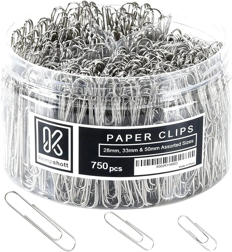 750 Paper Clips Assorted Sizes Small, Medium and Large Paperclips for Paperwork Ideal for Home, S... | Amazon (US)