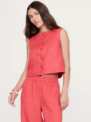 Linen Button-Front Tank | Banana Republic (US)