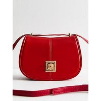 New Look Red Leather-look Twist Lock Saddle Bag, Red, Women | Very (UK)