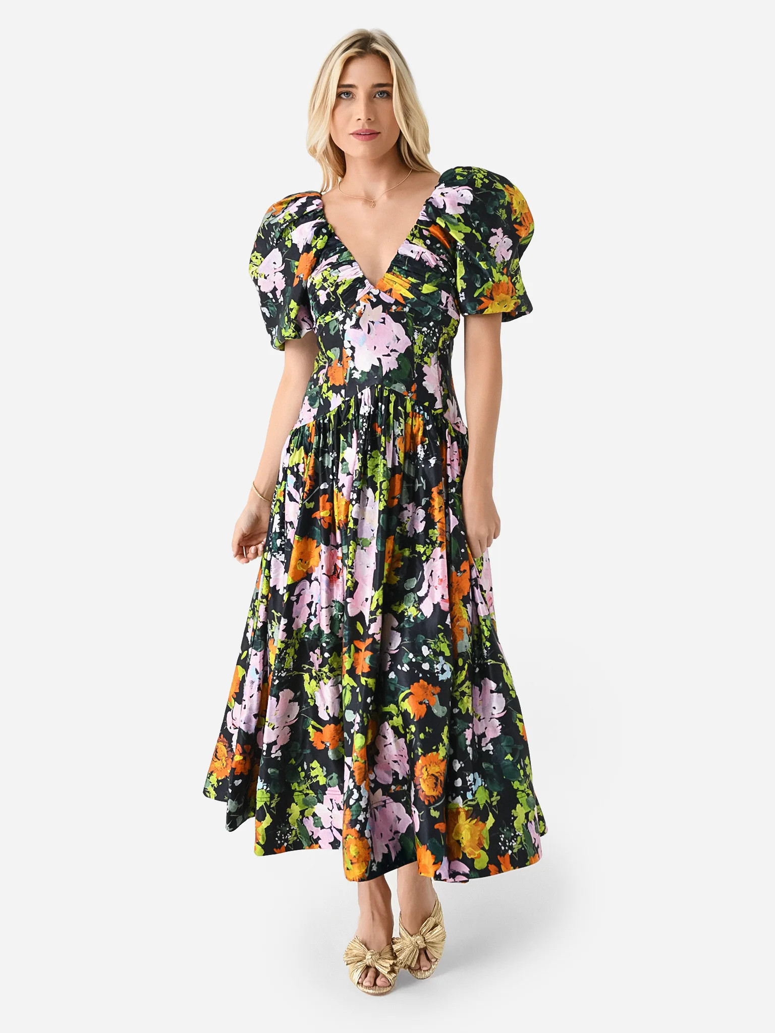 AJE Women's Gabrielle Plunge Midi Dress | Saint Bernard