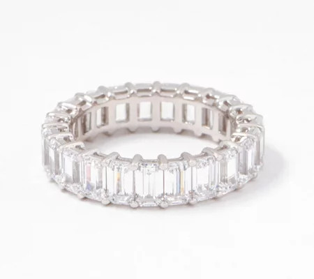 Diamonique Silver Choice Of Cut Eternity Band Ring, Platinum Clad | QVC