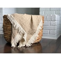 Boho Fringe Blanket, Boho Baby Swaddle, Nursery Bedding, Gift, Muslin Swaddle Swt, & Bow, Boy Set, C | Etsy (US)