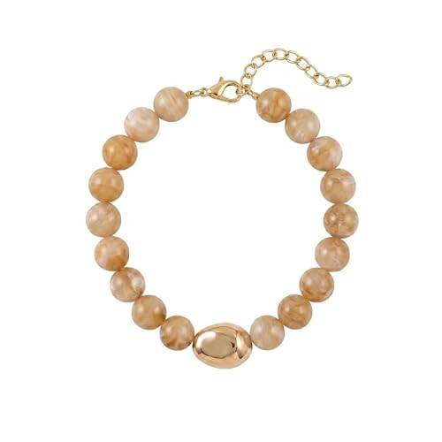 QiaTsed Acrylic Necklace for Women Chunky Beaded Necklace Vintage Boho Short Choker Necklace Ideal Jewelry Gift for Women,Brown | Amazon (US)