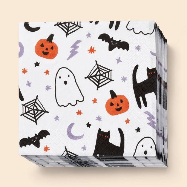 30ct Halloween Lunch Paper Napkins White - Spritz&#8482; | Target