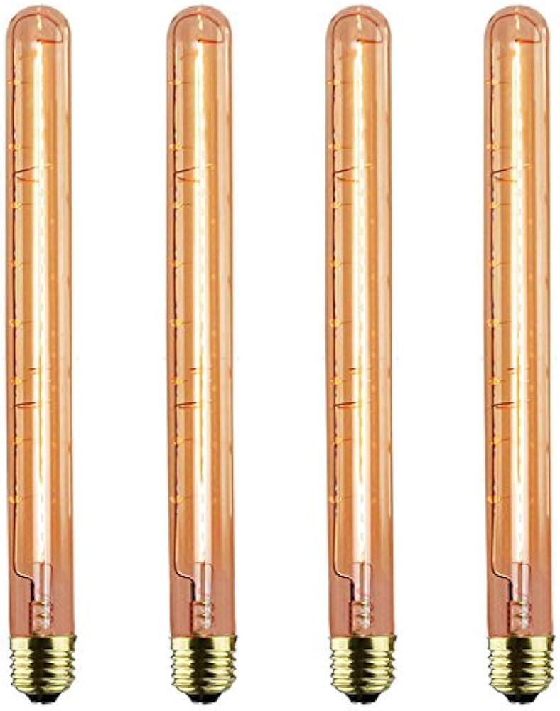 GOENDR T300/T10 Long Light Bulb, E26 Base Amber Vintage Edison Bulb, Dimmable Tubular Unique Deco... | Amazon (US)