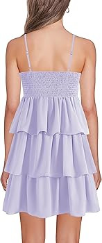 PeoKia Women's Sleeveless Sexy V Neck Summer Tiered Dresses Adjustable Spaghetti Strap Ruffle Lay... | Amazon (US)