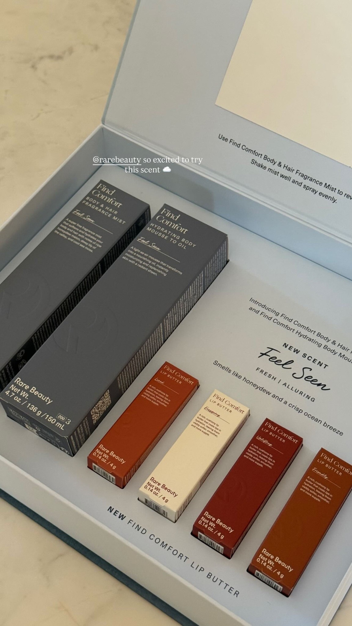 @rarebeauty so excited to try this scent ☁️