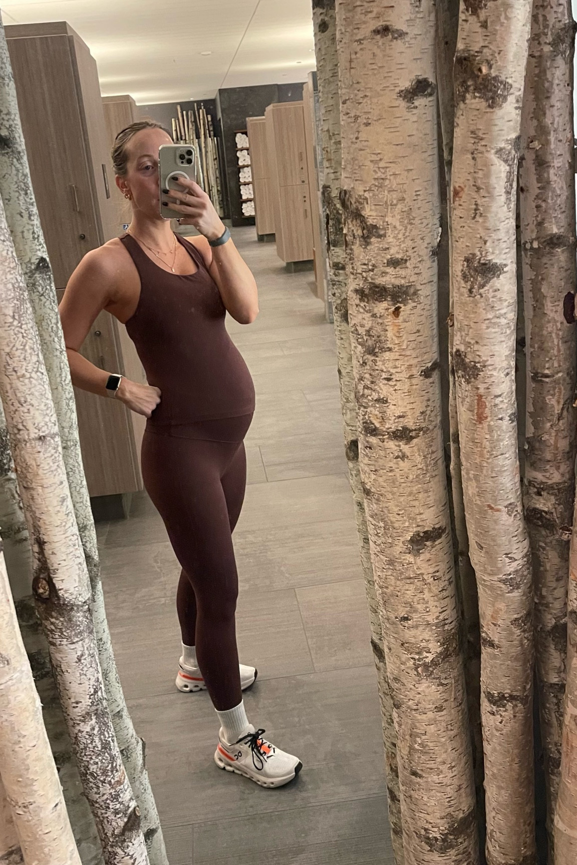 Maternity gym outfit matching set pregnant Amazon crz yoga leggings on cloudrunner work out 

#LTKBump #LTKFitness