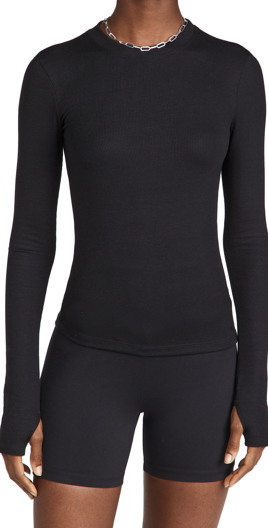 Splits59 Louise Rib Long Sleeve Black L | Shopbop