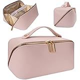 NEGOVORI Large Capacity Travel Cosmetic Bag- Makeup Bag,PU Leather Waterproof Makeup Organizer Ba... | Amazon (US)