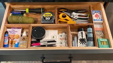 We love using acacia drawer organizers in utility drawers. We find they are sturdier than the plastic option (and more sustainable of course). And most importantly- we recommend you use museum putty or magic sliders at the bottom to keep them from sliding around.

#LTKunder50 #LTKfamily #LTKhome