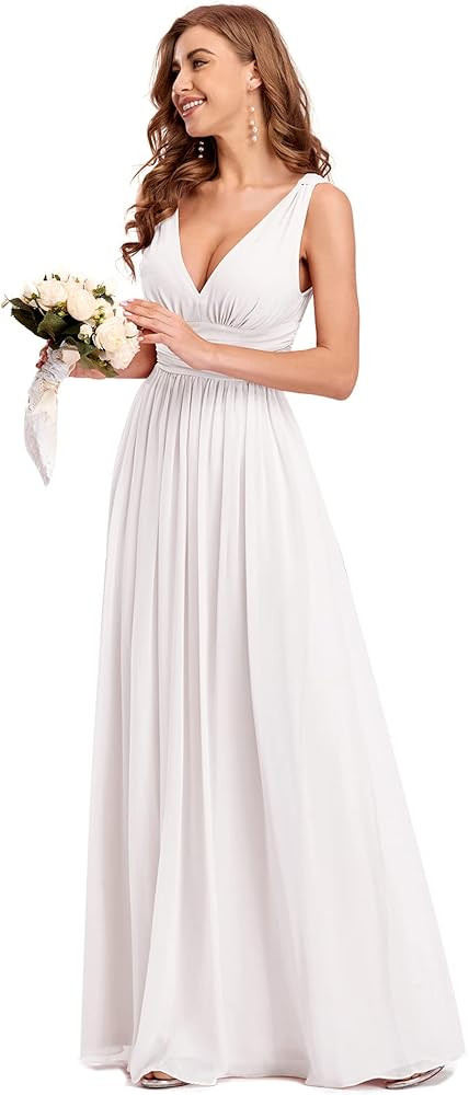 Ever-Pretty Womens Bridesmaid Dress V-Neck Sleeveless A Line Chiffon Floor Length Formal Dress 09... | Amazon (US)