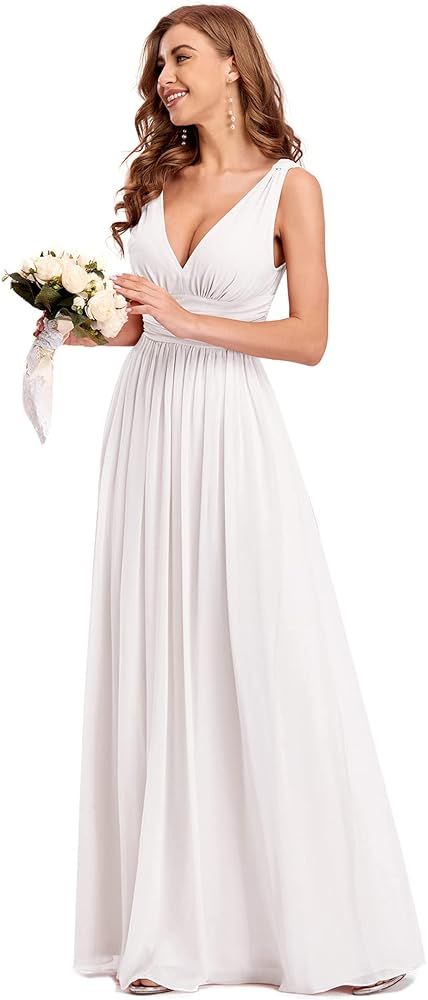 Ever-Pretty Womens Elegant V-Neck Sleeveless Chiffon Semi-Formal Maxi Evening Dress 09016-USA | Amazon (US)