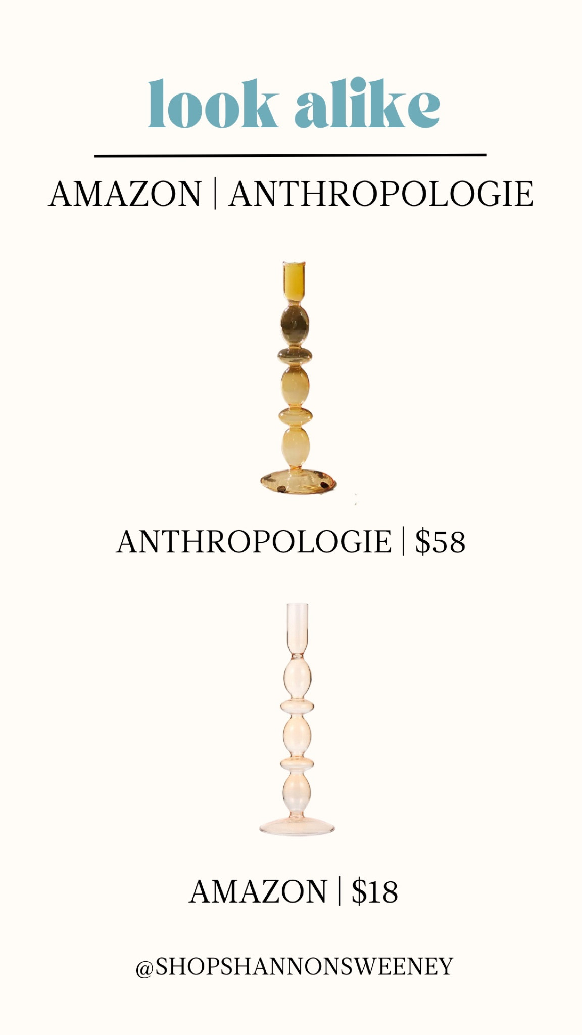 Look alikes| glass taper candle holder 

#LTKhome #LTKU #LTKsalealert