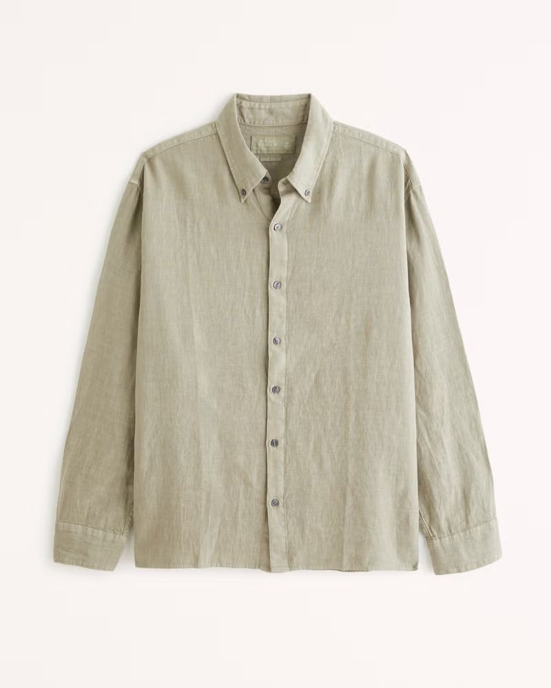 Linen Button-Up Shirt | Abercrombie & Fitch (US)