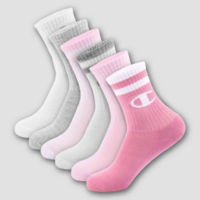 Champion Girls' 6pk Crew Socks - Pink L | Target