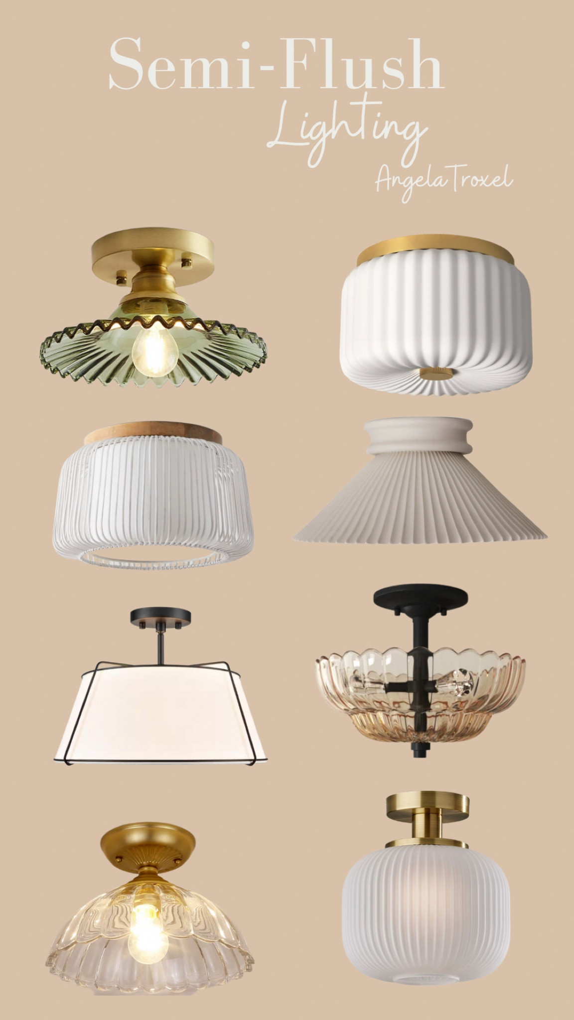 Realtor picks flush mount lighting. Black, gold, white, green, wicker, fluted, amber. Ceiling lights. Home decor, updating, kitchen, bathroom, living room, office, bedroom. 

#LTKunder100 #LTKhome #LTKFind