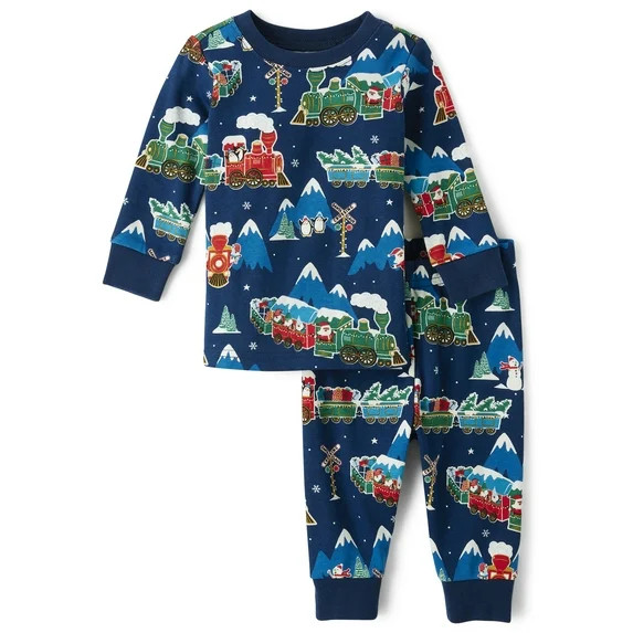 The Children's Place Baby Unisex Matching Sibling Glow-in-the-Dark Holiday Train Snug Fit Cotton ... | Walmart (US)