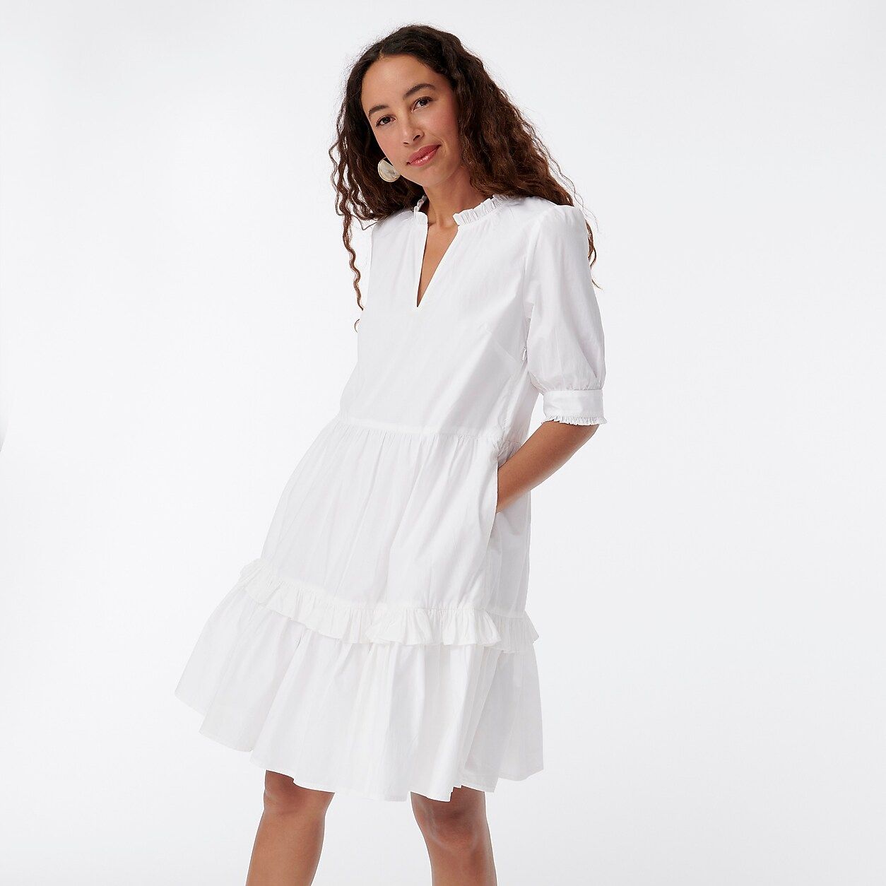 Ruffleneck tiered popover dress | J.Crew US