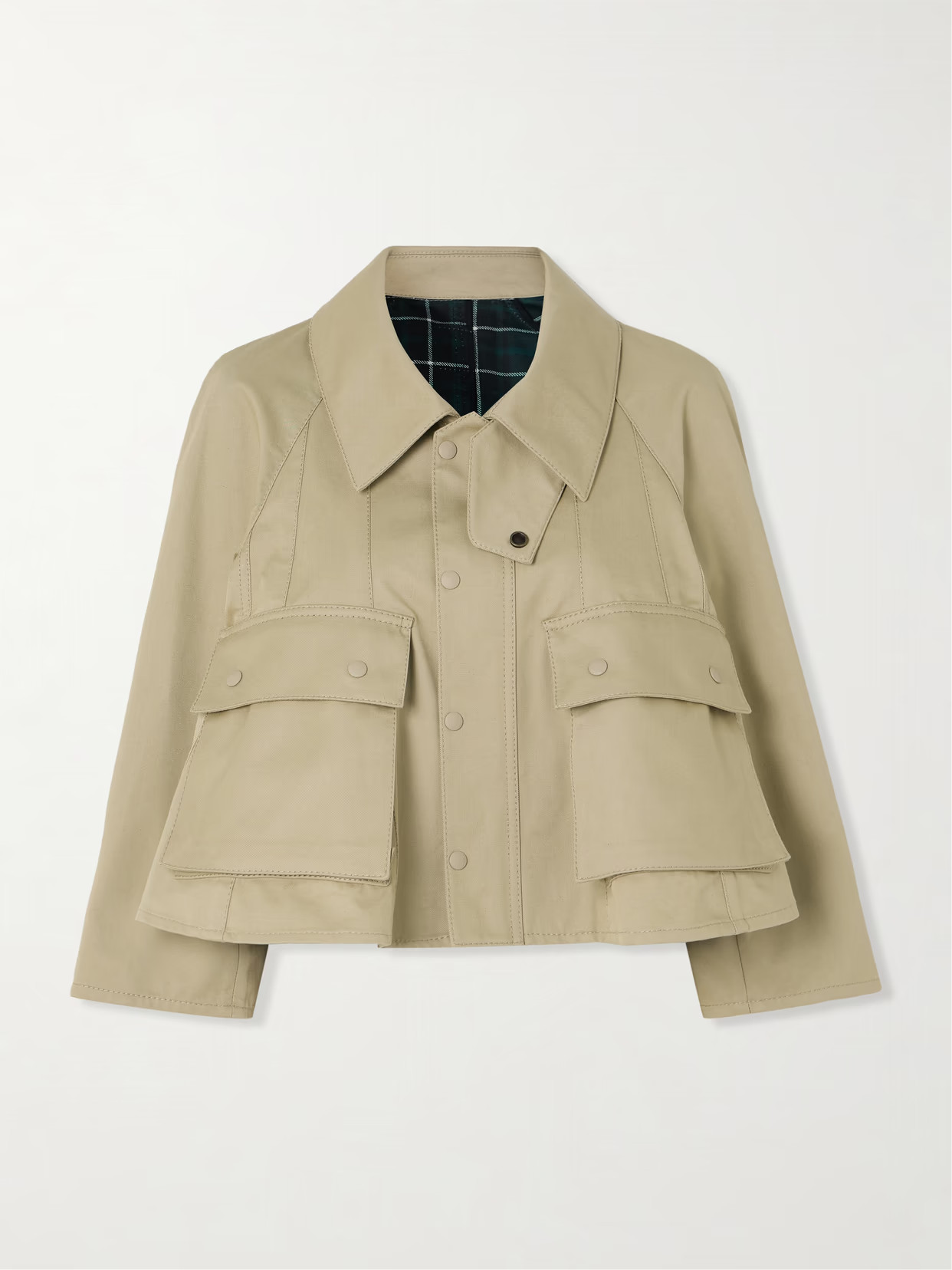 ON - Trapeze Appliquéd Cropped Cotton-blend Gabardine Jacket - Neutrals | NET-A-PORTER (US)