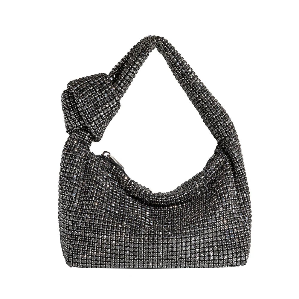 Black Reena Small Crystal Top Handle Bag | Melie Bianco | Melie Bianco