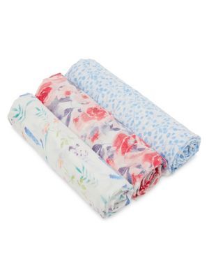 Baby's Set of 3 Watercolor Garden Silky Soft Swaddles | Saks Fifth Avenue